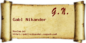 Gabl Nikander névjegykártya